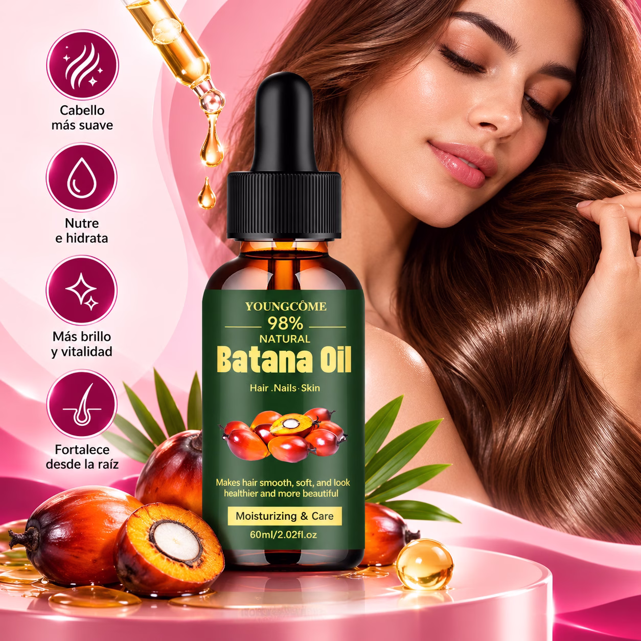 Batana-Oil-Beauty-Glow Aceite de Batana 100% Puro - Tratamiento para Crecimiento y Anti-Caída Capilar
